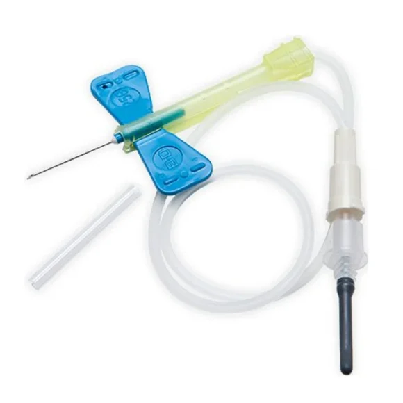 BluWing® Safety Butterfly with Luer Adapter, 23G x 3/4", Blue Hub, 12" Tubing, Sterile, 50/Box