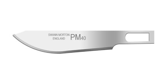 Swann Morton Pathology and Postmortem Blades, Size 40 Sharp, Carbon Steel, Non-Sterile, 10/box