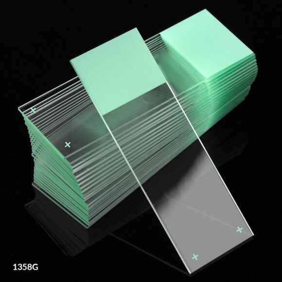 Microscope Slides, Diamond White Glass, 25 x 75mm, Charged, 90 Ground Edges, Green Frosted, 72/Box, 20 Boxes/Case (10 Gross)