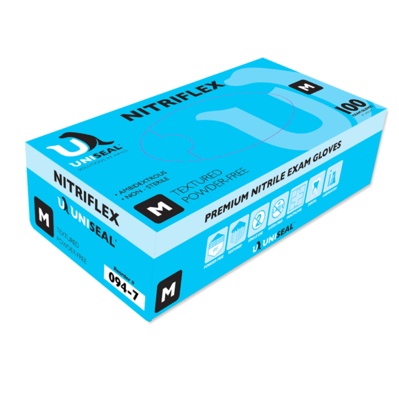 Uniseal® Nitriflex® Nitrile Exam Gloves, Powder-Free, XXL, 100 Gloves/Box, 10 Boxes/Case