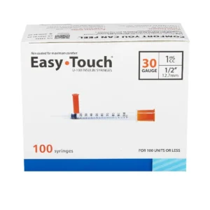 EasyTouch Insulin Syringes, 30 Gauge, 1/2" Needle, 100/Box