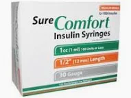 SureComfort U-100 Insulin Syringes, 30G,  1cc, 1/2" - BX 100